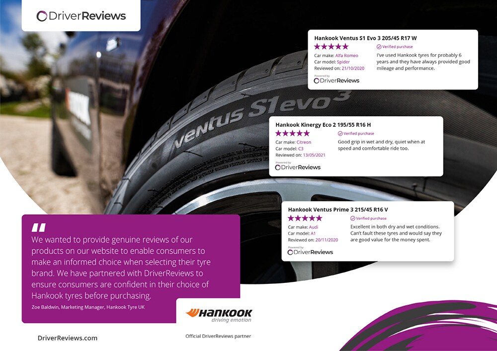 HankookTyreUKpartnerswithDriverReviewsEuropeslargestverifiedtirereviewsplatform2